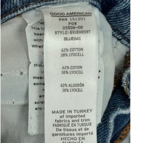 Good American Jeans Good Leg Jagged Hem Size 0 25 Straight Leg Blue641 - Picture 5 of 5